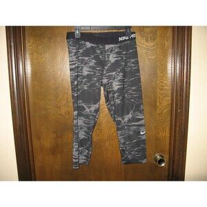 Womens Nike Pro Black Tye Dye Camouglage Athletic Yoga Workout Pants Tighs Sz XL